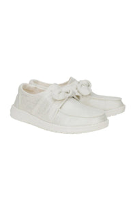HEYDUDE Women’s Wendy Bow Shimmer Shoes in Silver