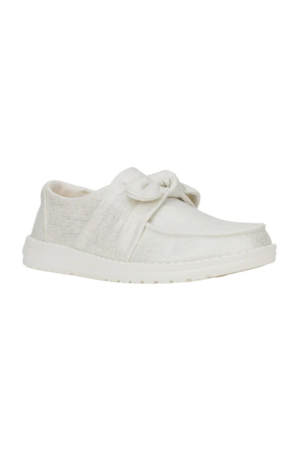 HEYDUDE Women’s Wendy Bow Shimmer Shoes in Silver
