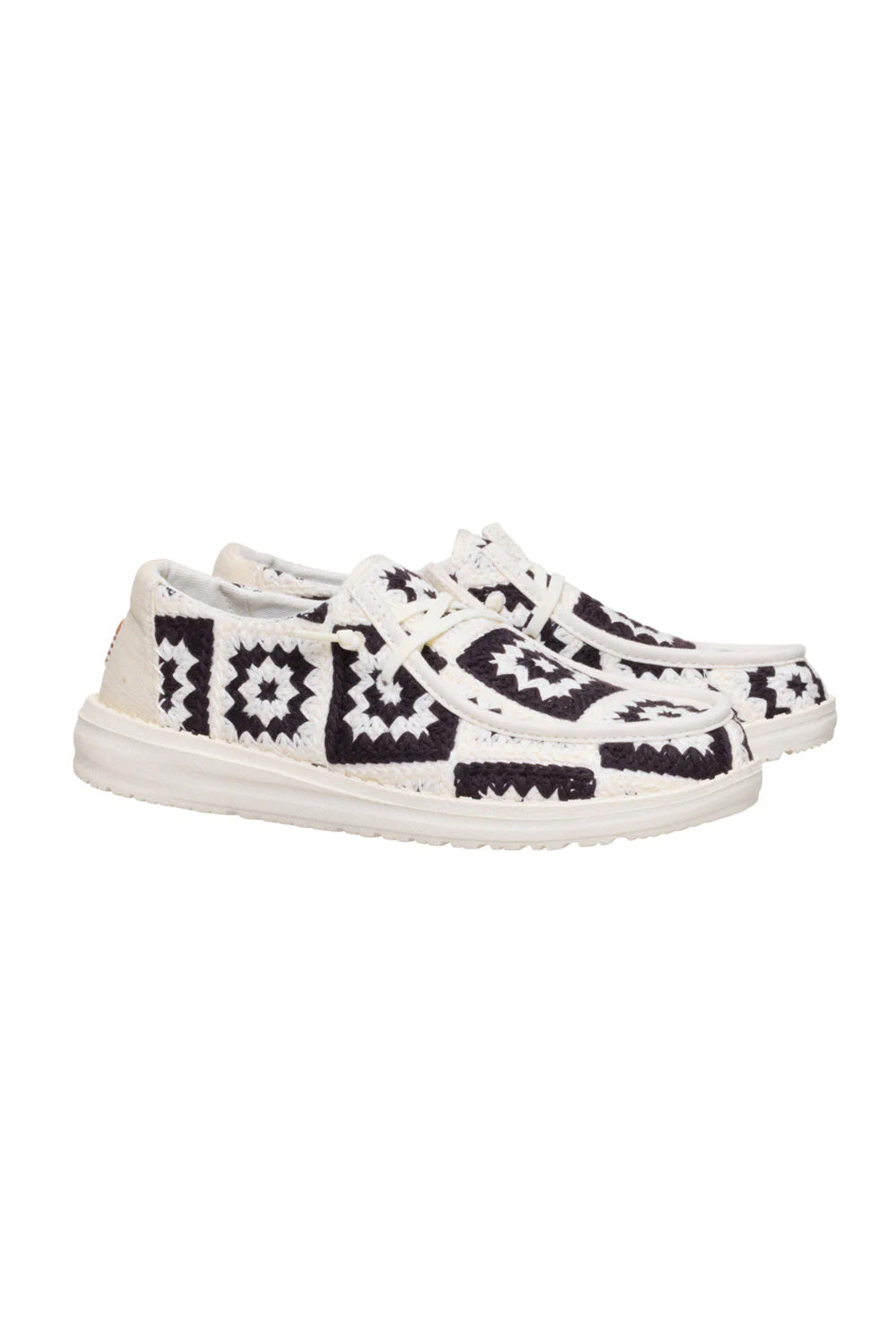 HEYDUDE Women’s Wendy Cottage Crochet Shoes in Black Multi