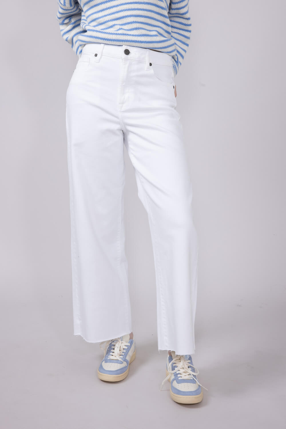 Hidden Nori High Rise Wide Leg Cropped Jeans for Women in White