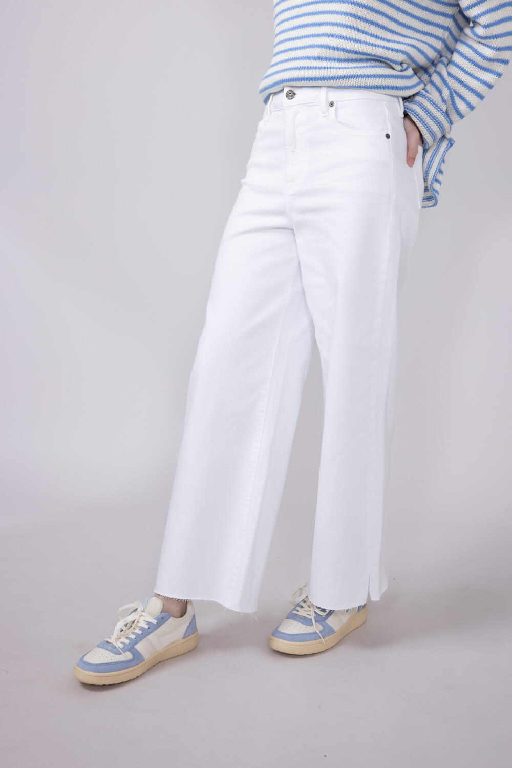 Hidden Nori High Rise Wide Leg Cropped Jeans for Women in White