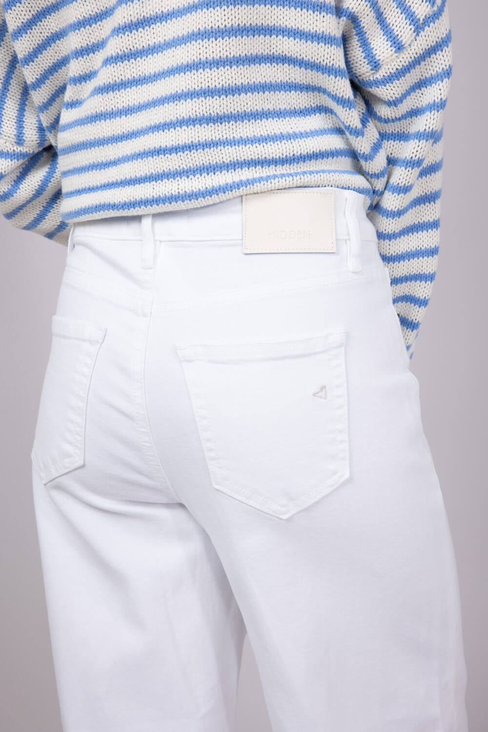 Hidden Nori High Rise Wide Leg Cropped Jeans for Women in White
