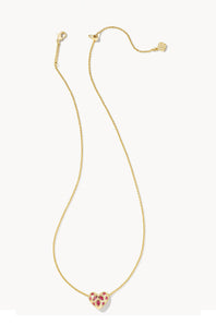 Kendra Scott Holland Gold Heart Short Pendant Necklace in Pink Crystal