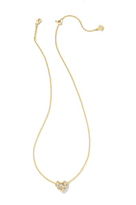 Kendra Scott Holland Gold Heart Short Pendant Necklace in White Crystal 