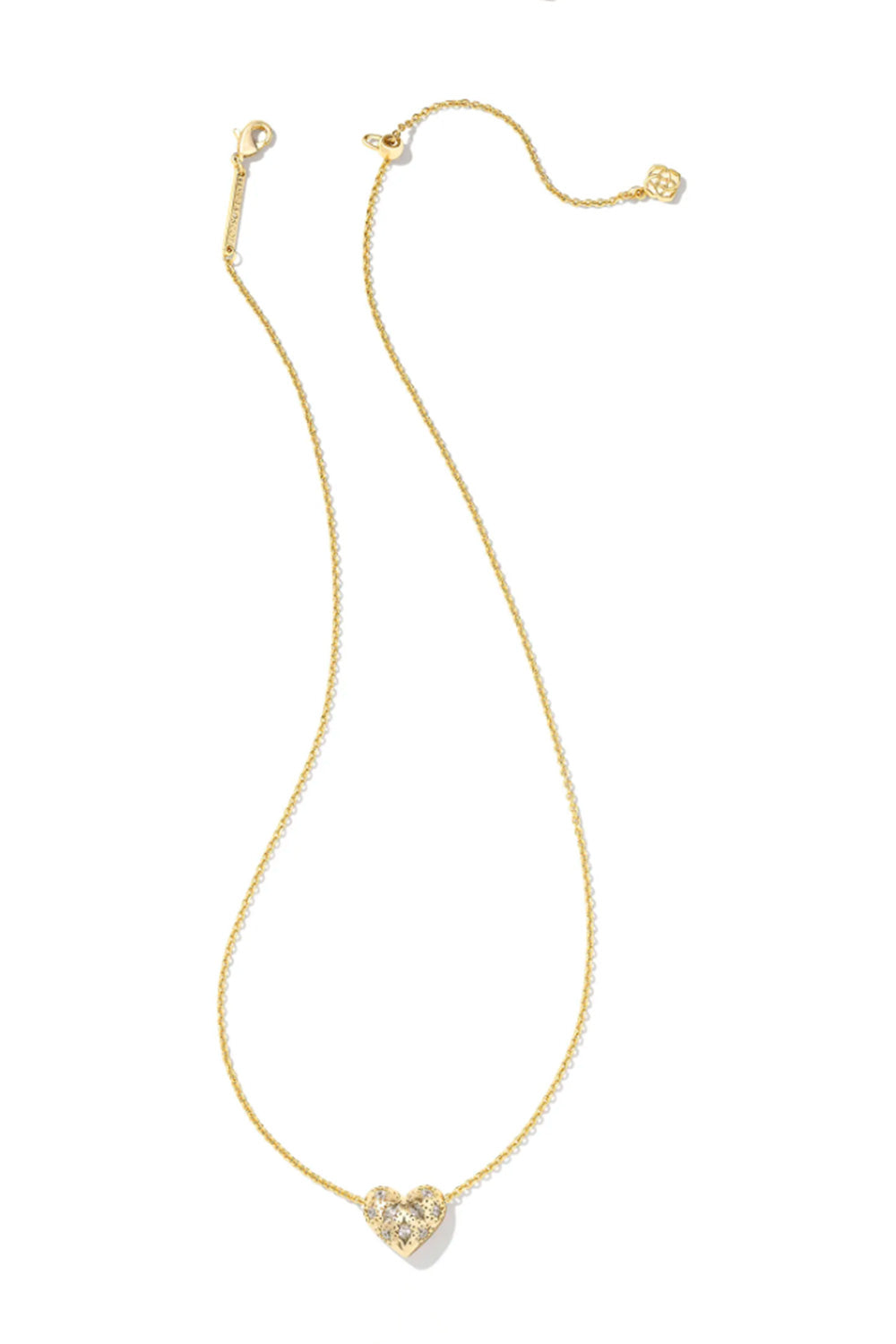 Kendra Scott Holland Gold Heart Short Pendant Necklace in White Crystal 