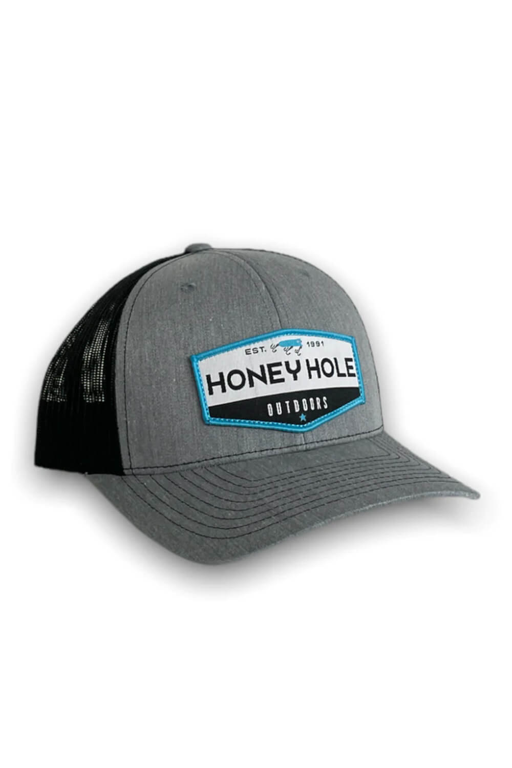 Honey Hole Outdoors OG Hex Trucker Hat for Men in Grey