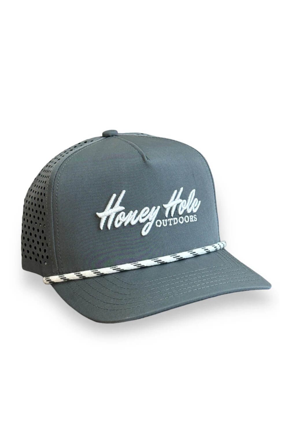 Honey Hole Outdoors Perf Rope Trucker Hat for Men in Grey