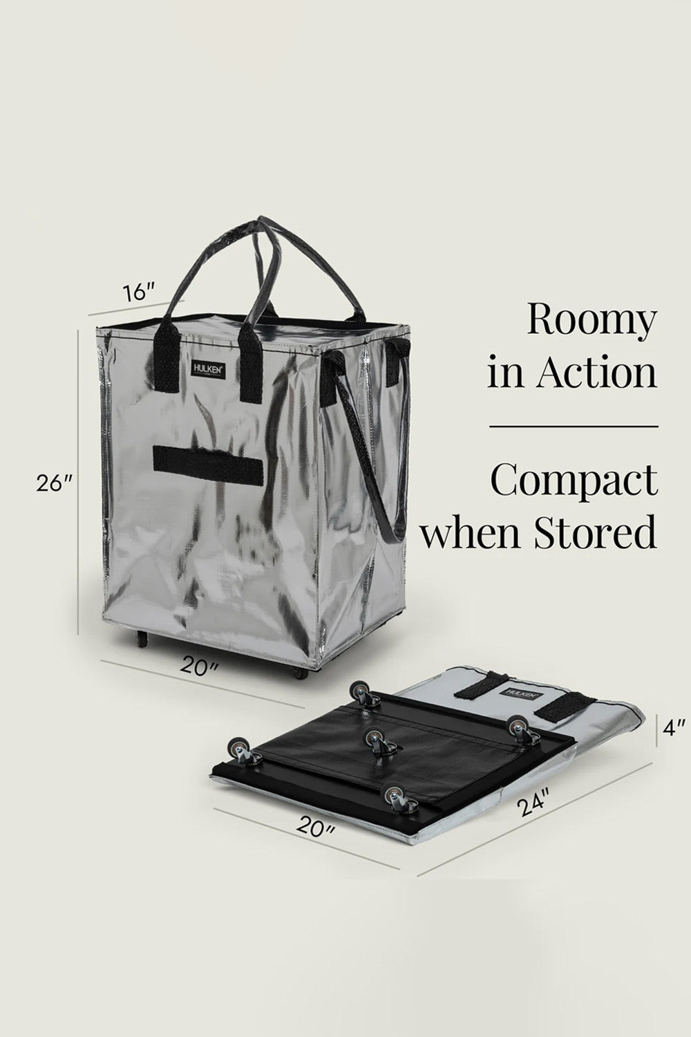 Hulken Large Rolling Tote in Silver