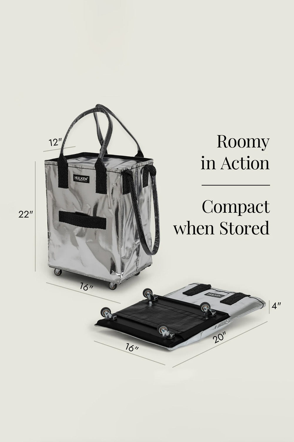 Hulken Medium Rolling Tote in Silver