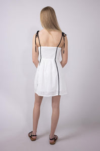 Illa Illa Eyelet Lace Binding Mini Dress for Women in Off White