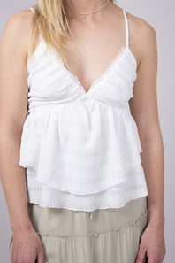 Illa Illa Lace Ruffle Cami for Women in Off White