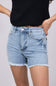 Judy Blue Mid Rise Tummy Control Raw Hem Denim Shorts for Women