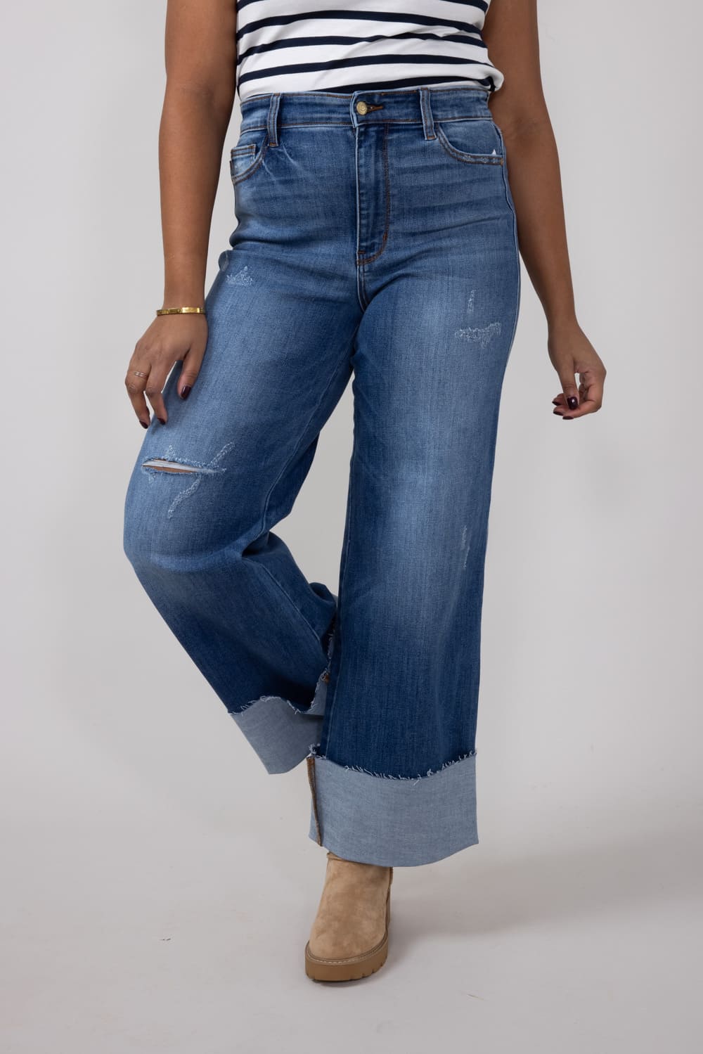 Judy Blue High-Rise Medium Wash Retro Wide Leg Jeans for Women