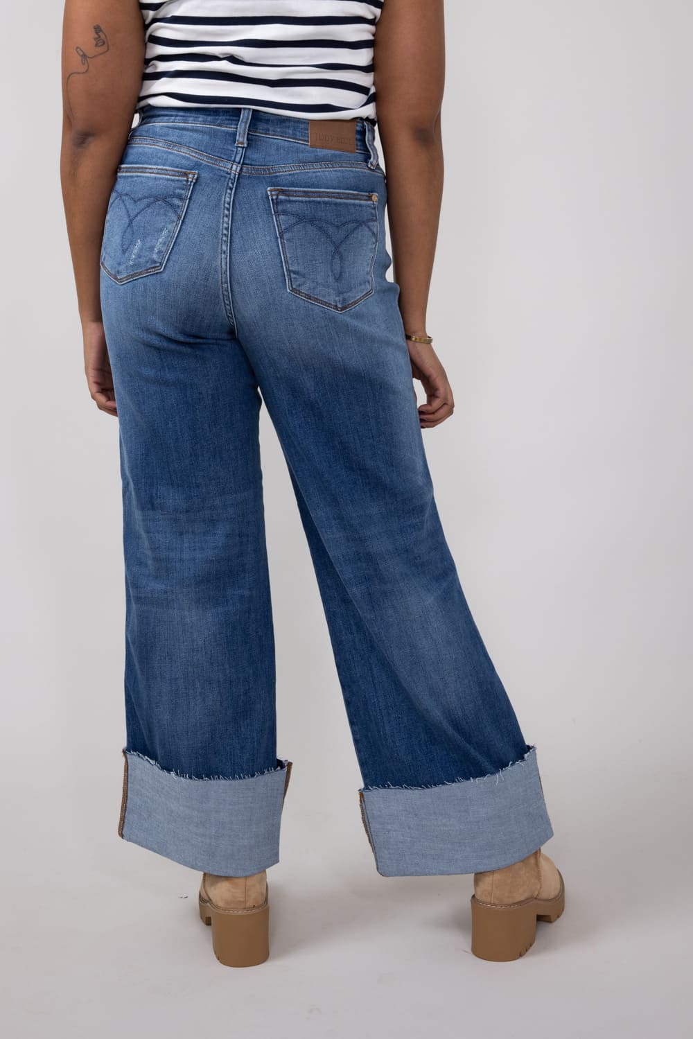 Judy Blue High-Rise Medium Wash Retro Wide Leg Jeans for Women