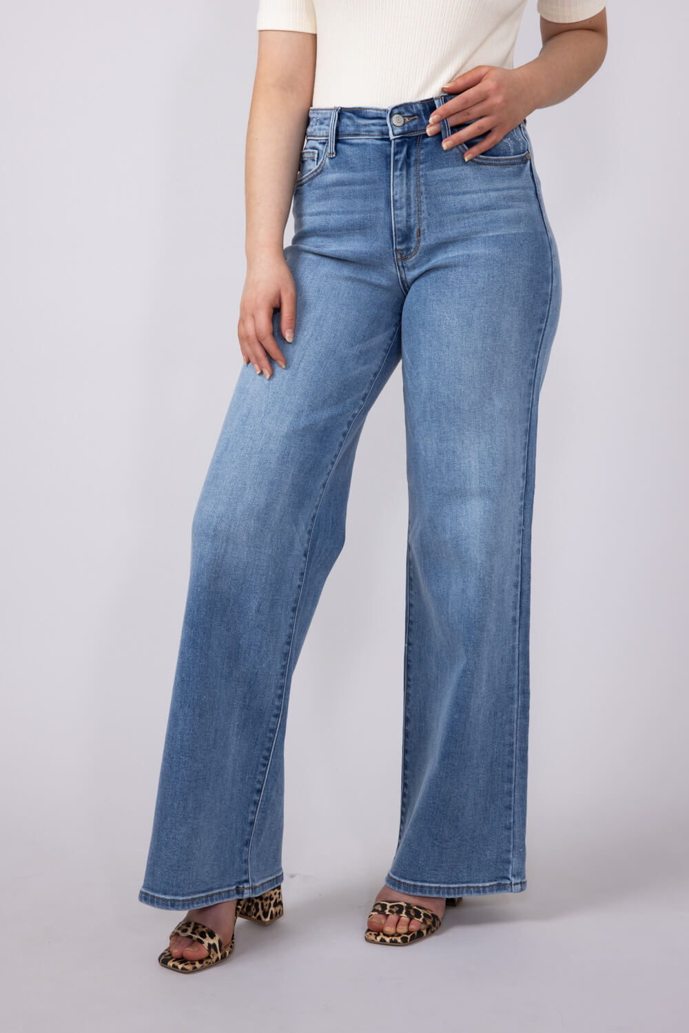 Judy Blue High Rise Vintage Retro Wide Leg Jeans for Women