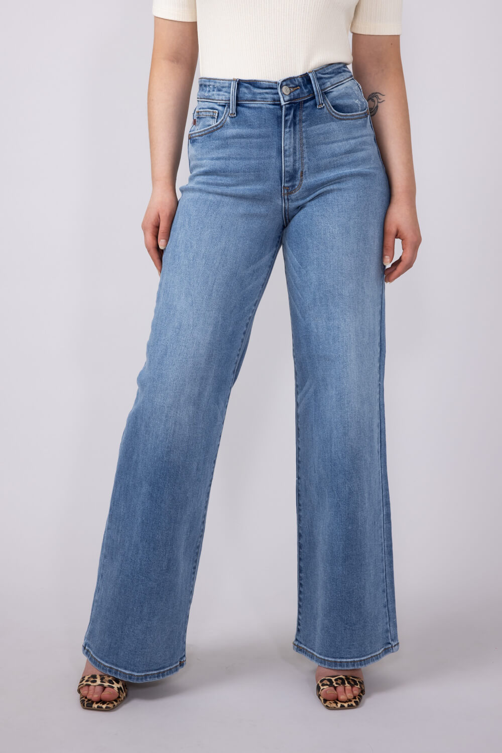 Judy Blue High Rise Vintage Retro Wide Leg Jeans for Women