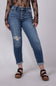 Judy Blue Mid Rise Distress Button Fly Boyfriend Jeans for Women