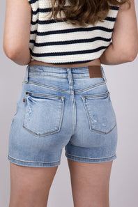 Judy Blue Mid Rise Dad Denim Shorts for Women