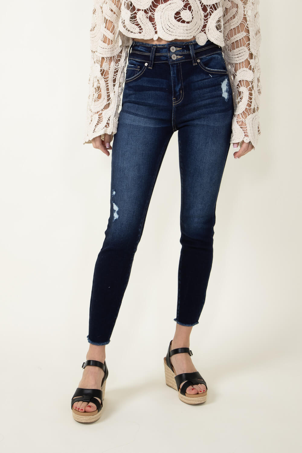 KanCan Danica High Rise Dark Wash Ankle Skinny Jeans for Women