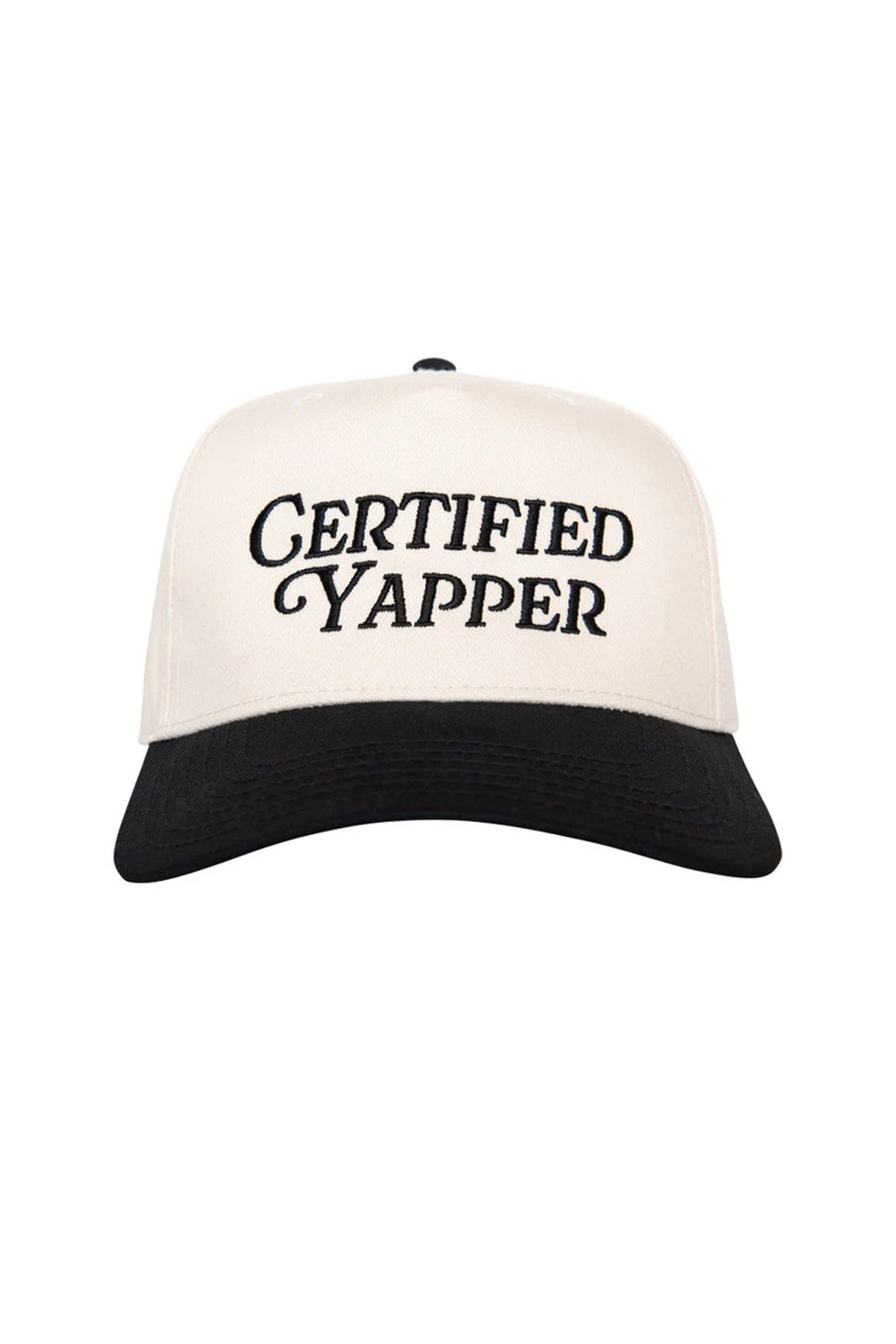 Certified Yapper Trucker Hat for Women in Black/Tan