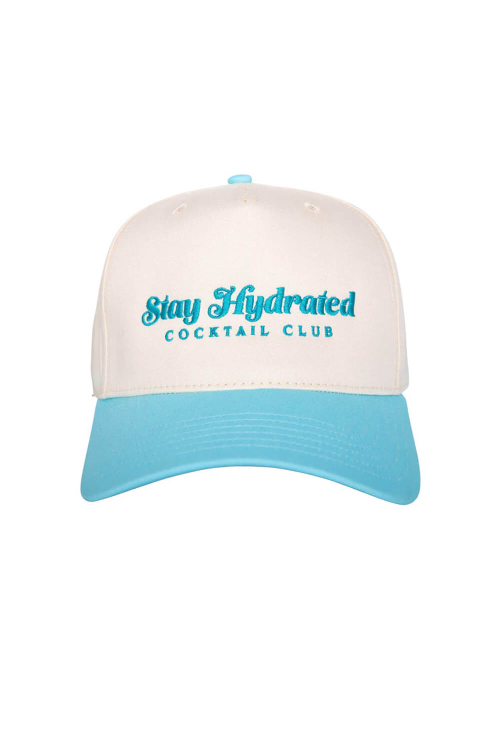 Stay Hydrated Trucker Hat for Women in Aqua/Tan