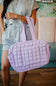 Quilted Puffer Weekender Bubble Bag for Women in Light Purple