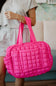 Quilted Puffer Weekender Bubble Bag for Women in Hot Pink