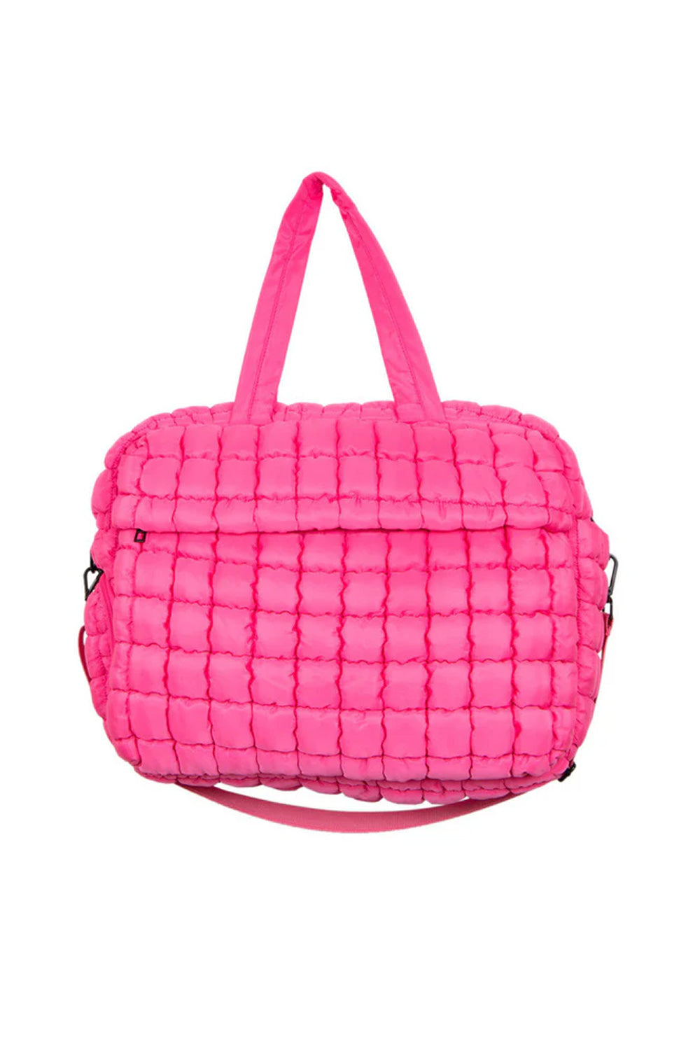 Quilted Puffer Weekender Bubble Bag for Women in Hot Pink