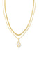 Kendra Scott Abbie Gold Pave Frame Large Long Pendant Necklace in Ivory Mother-of-Pearl