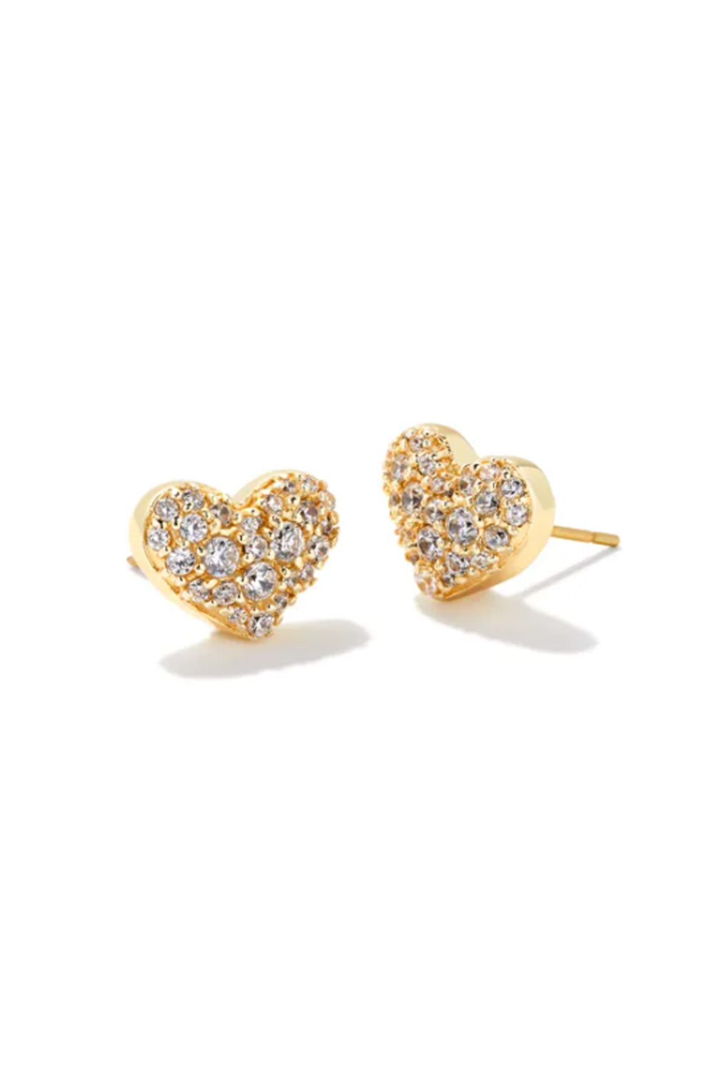 Kendra Scott Ari Gold Pavé Crystal Heart Earrings in White Crystal