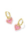 Kendra Scott Ari Heart Enamel Frame Gold Huggie Earrings in Gold Pink