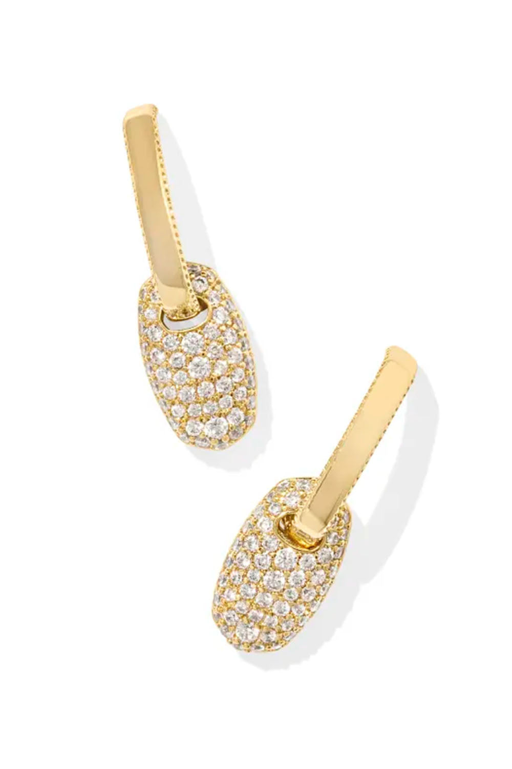 Kendra Scott Bailey Gold Pave Huggie Earrings in White Crystal