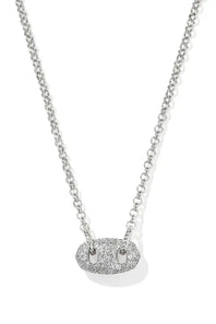 Kendra Scott Bailey Silver Pave Short Pendant Necklace in White Crystal