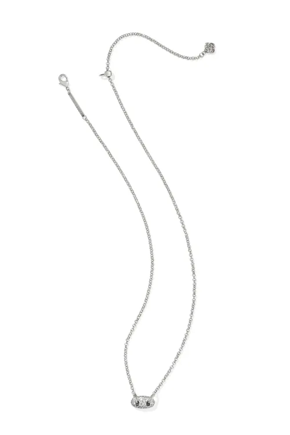 Kendra Scott Bailey Silver Pave Short Pendant Necklace in White Crystal