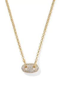Kendra Scott Bailey Gold Pave Short Pendant Necklace in White Crystal