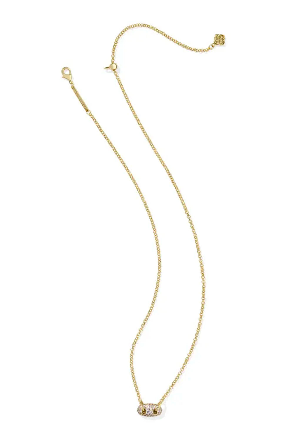 Kendra Scott Bailey Gold Pave Short Pendant Necklace in White Crystal