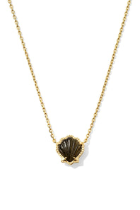 Kendra Scott Brynne Gold Shell Pendant Necklace in Golden Obsidian