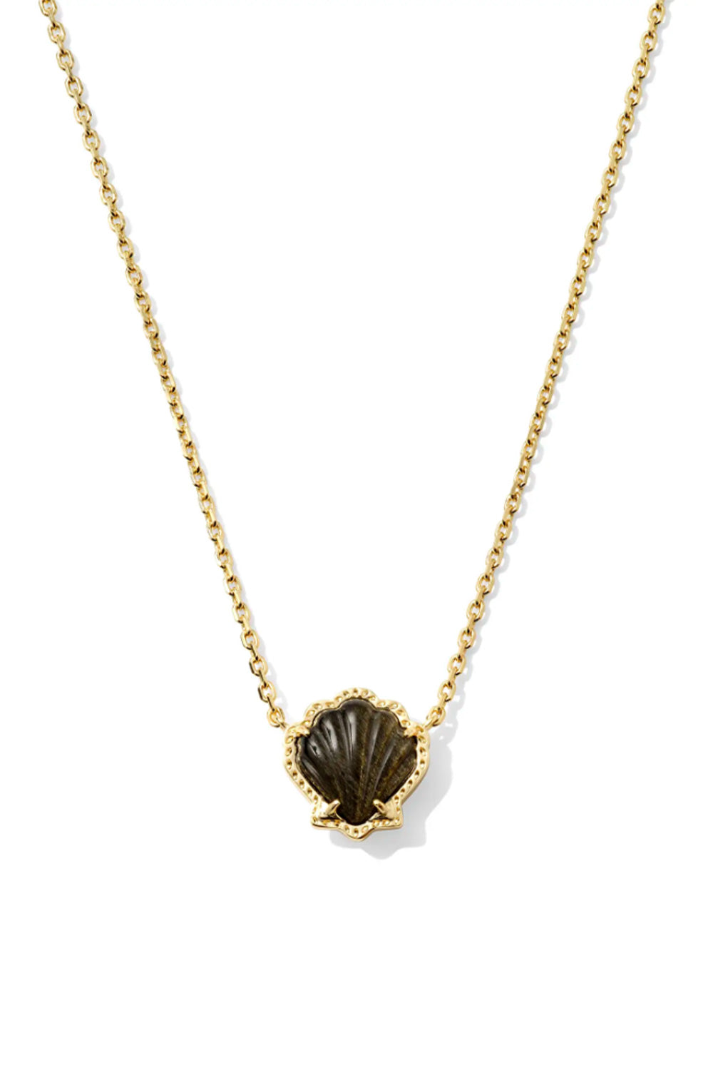 Kendra Scott Brynne Gold Shell Pendant Necklace in Golden Obsidian