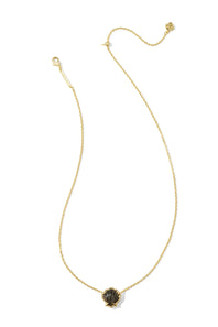 Kendra Scott Brynne Gold Shell Pendant Necklace in Golden Obsidian