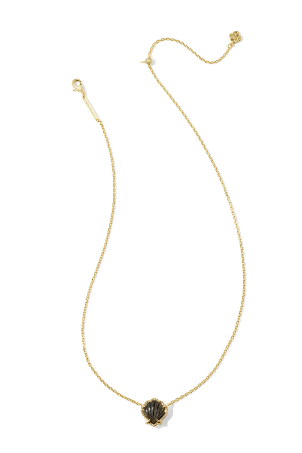 Kendra Scott Brynne Gold Shell Pendant Necklace in Golden Obsidian