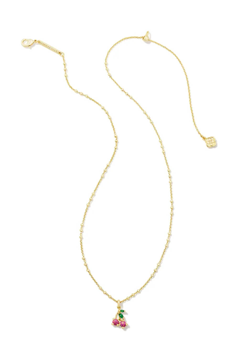 Kendra Scott Cherry Gold Short Pendant Necklace in Berry Kyocera Opal