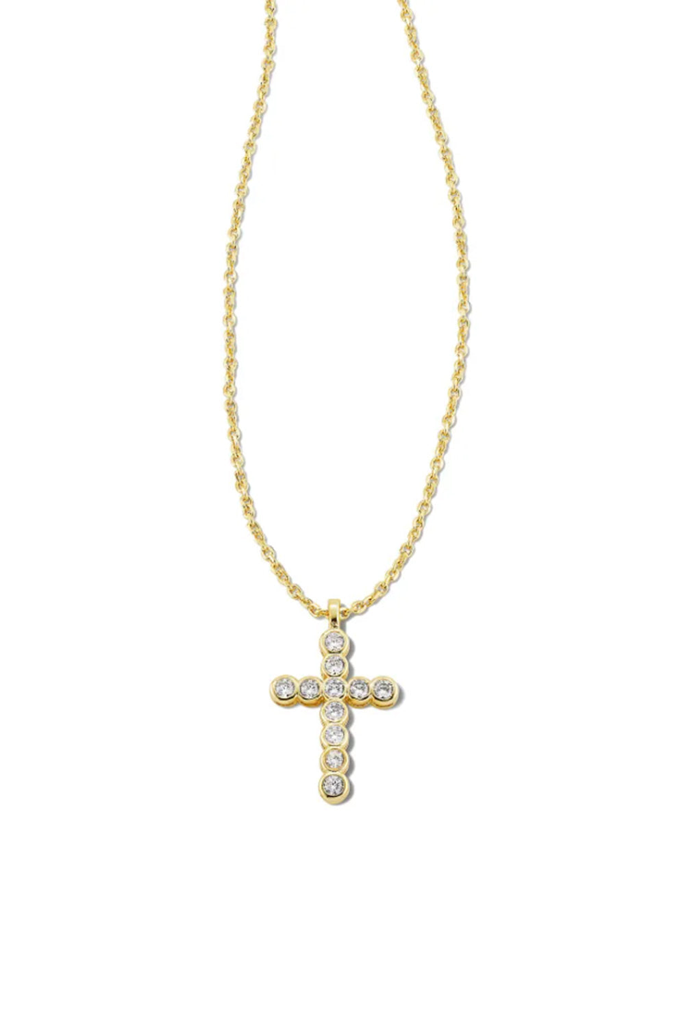 Kendra Scott Cross Gold Pendant Necklace in White Crystal