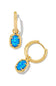 Kendra Scott Daphne Huggie Hoop Framed Earrings in Gold Bright Blue Kyocera Opal 