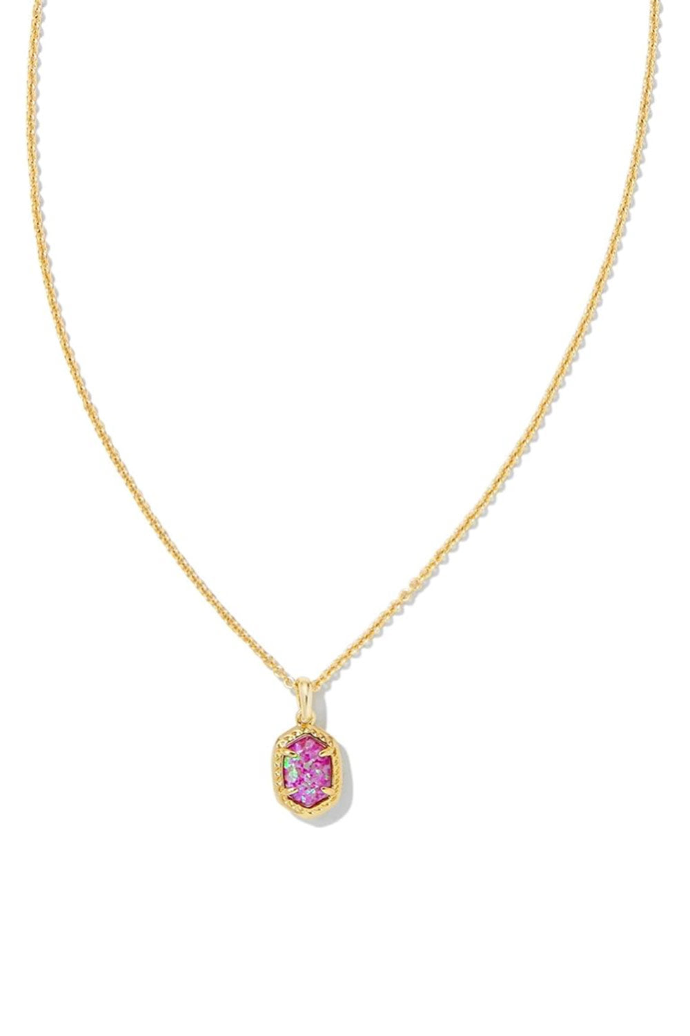 Kendra Scott Daphne Opal Gold Framed Pendant Necklace in Magenta
