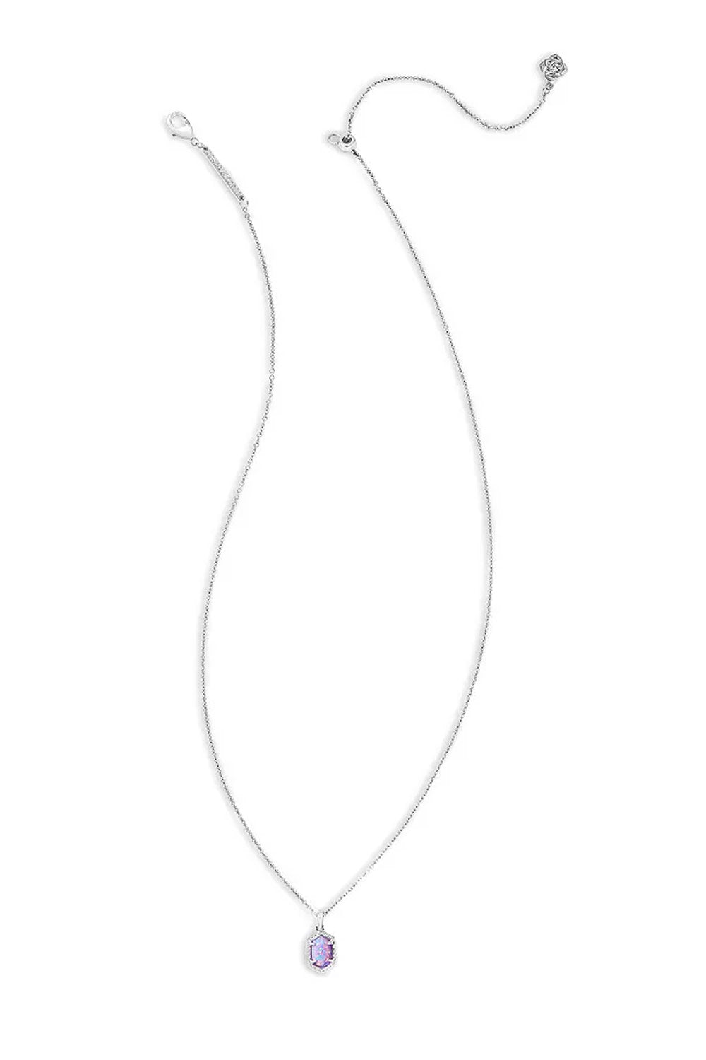 Kendra Scott Daphne Silver Framed Short Pendant Necklace in Lilac Kyocera Opal