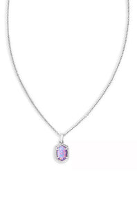 Kendra Scott Daphne Silver Framed Short Pendant Necklace in Lilac Kyocera Opal