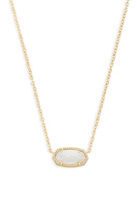 Kendra Scott Elisa Gold Pendant Necklace in White Kyocera Opal