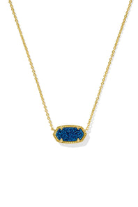 Kendra Scott Elisa Gold Short Pendant Necklace in Blue Drusy