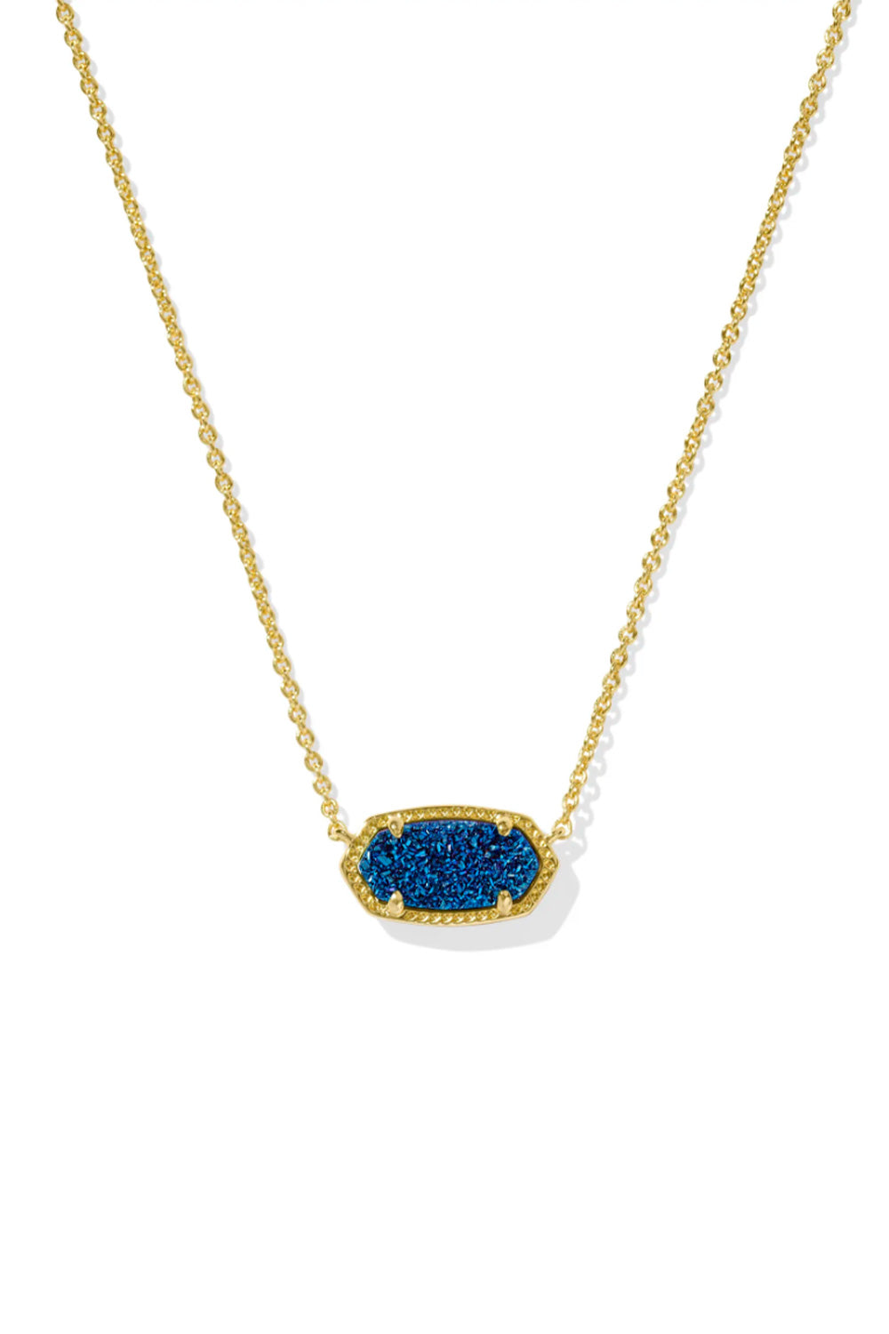 Kendra Scott Elisa Gold Short Pendant Necklace in Blue Drusy