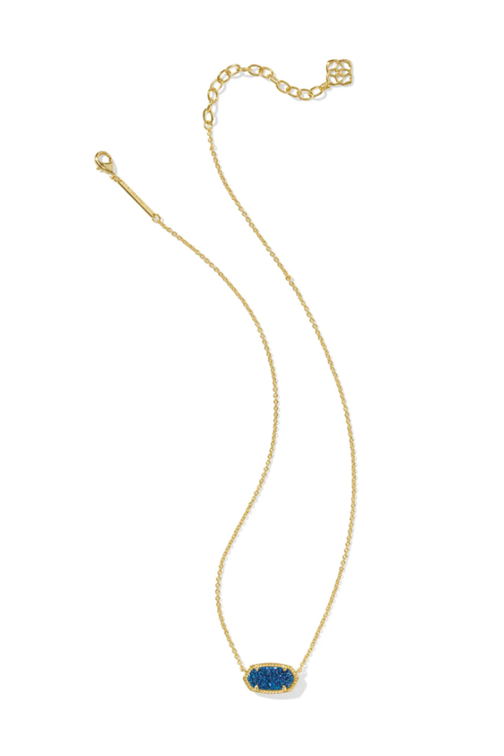 Kendra Scott Elisa Gold Short Pendant Necklace in Blue Drusy